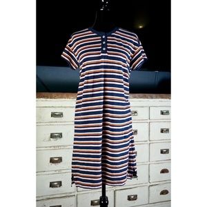 Madewell Navy Henley Striped Tee Dress NWT New S